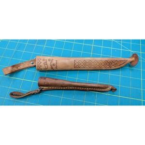 Leather Knife Sleeves Holders Set of 2 Tooled 9" & 7"
